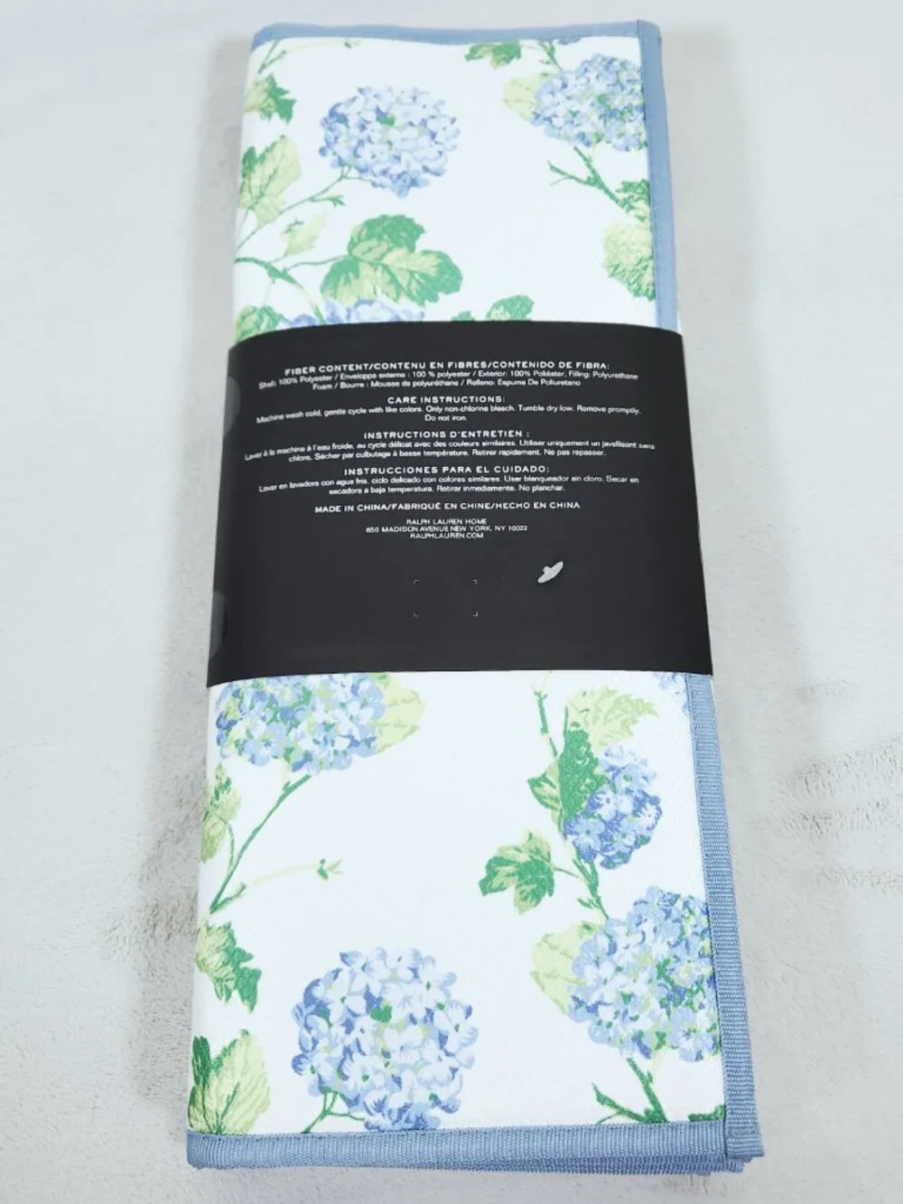 Ralph Lauren Set of 2 Drying Mats Reversible 16 in x 22 in Blue Hydrangea Floral